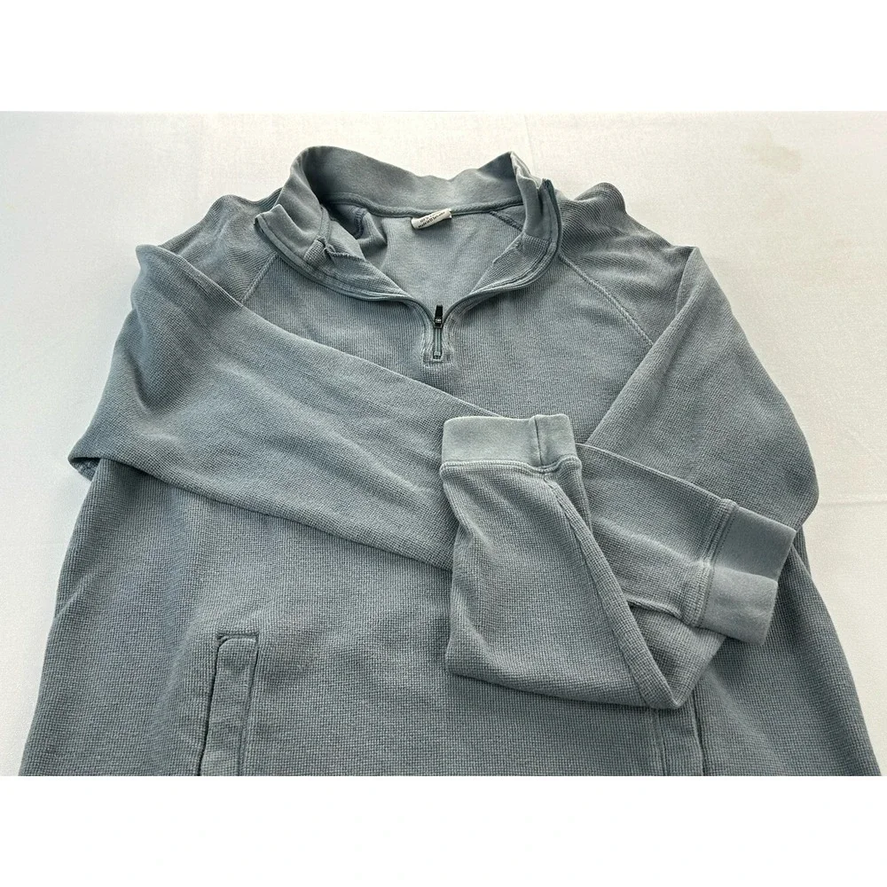 Carhartt K346 Men's M Blue Quarter Zip Thermal Waffle Knit Pullover Cotton